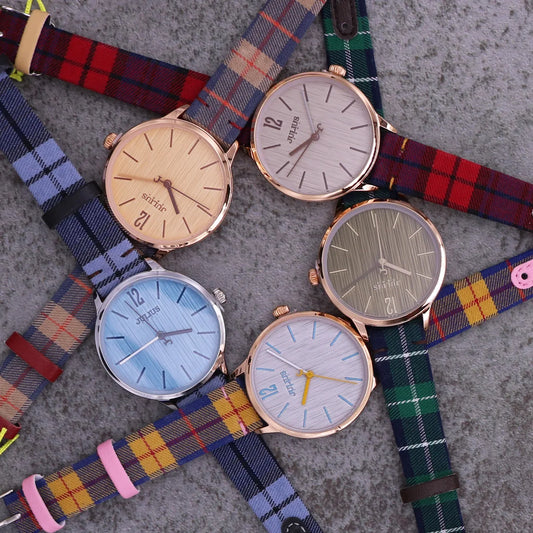New Julius Women's Watch Fine Fashion British Plaid Style Hours Dress Bracelet Real Leather Clock Girl Birthday Gift Box