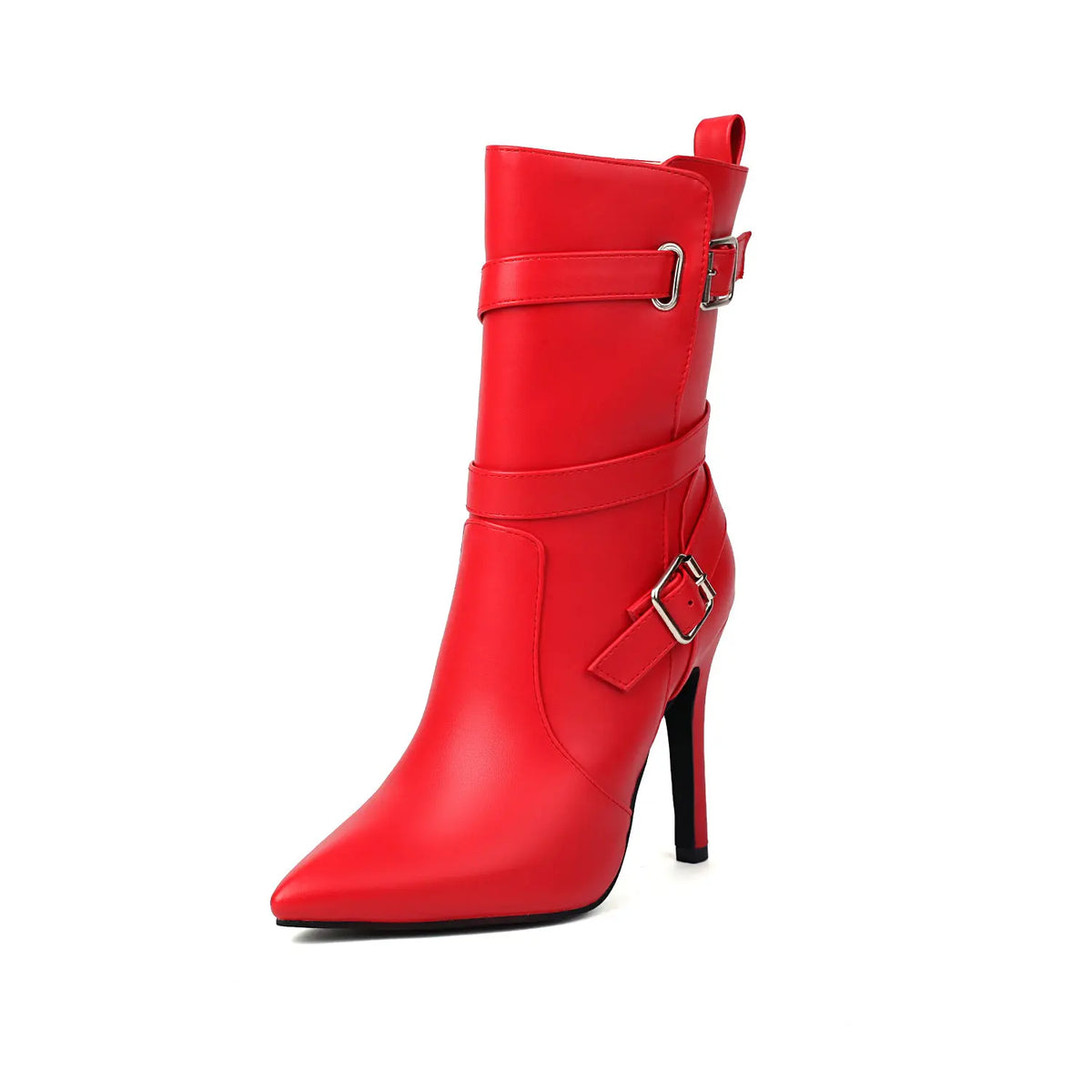 Pointed Toe Stiletto Ankle Boots With Buckle for Women