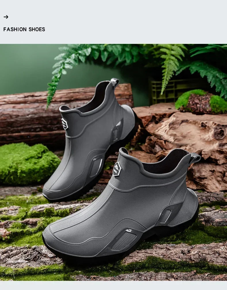 Round Toe Waterproof Ankle Rain Boots