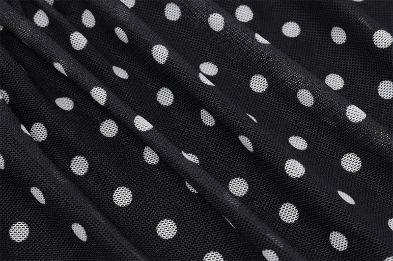 Cryptographic Summer Boho Polka Dot Split Ruched Dress Holiday Outfits for Women Sexy V Neck Backless Slip Mesh Dresses Clothes