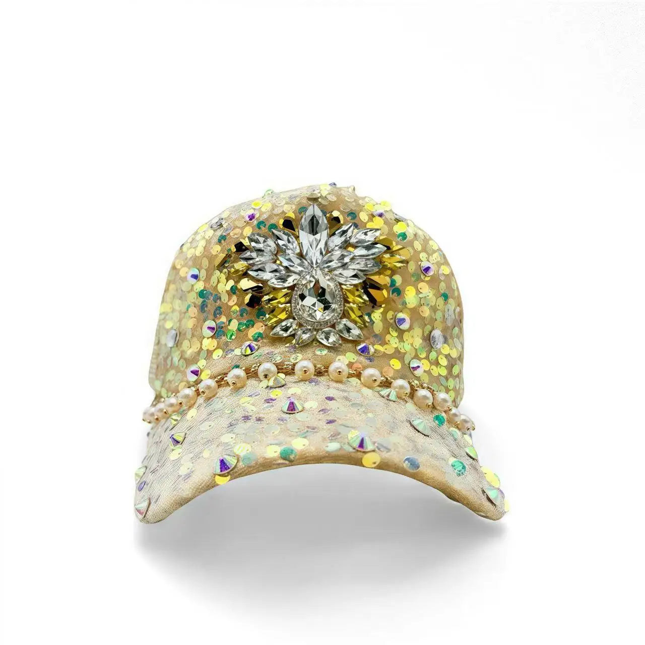 Black Luxury Steampunk Rhinestone Baseball Cap for Women