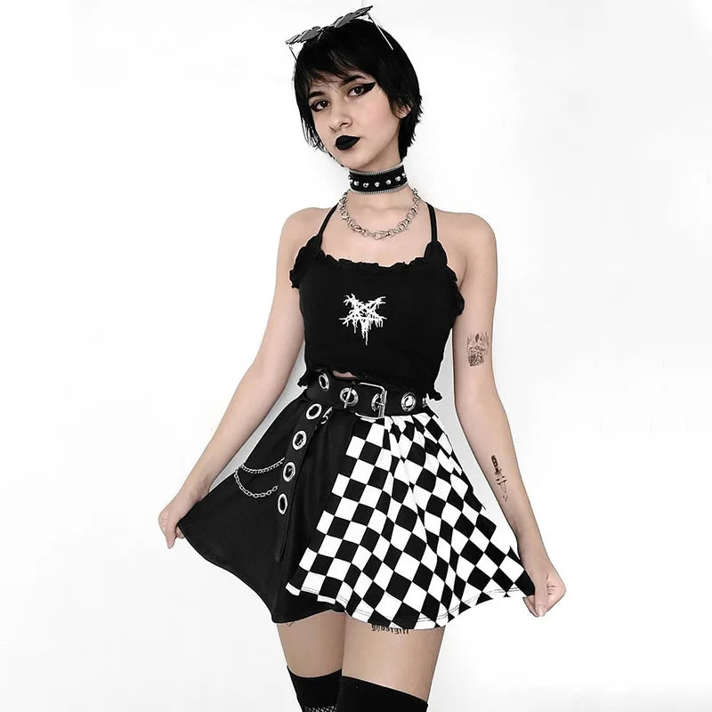 Houndstooth Mosaic Patchwork Skirt