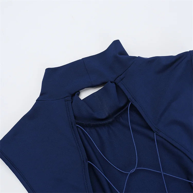 Backless Sleeveless Maxi Dress With High Collar for Women