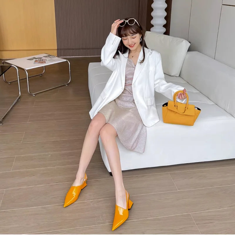 European Genuine Leather High Heel Sandals for Women