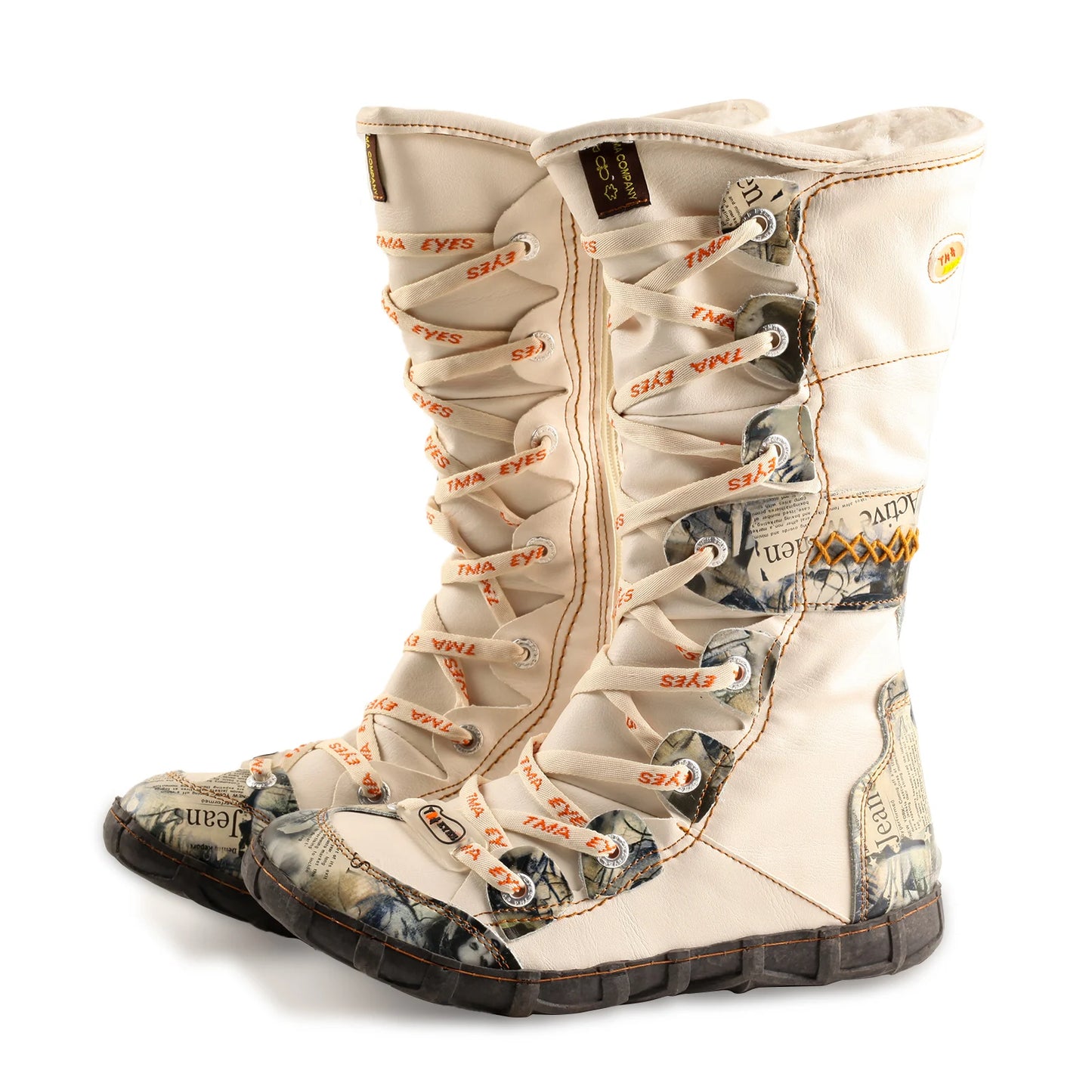 Contrast Stitch Leather Zipper Boot