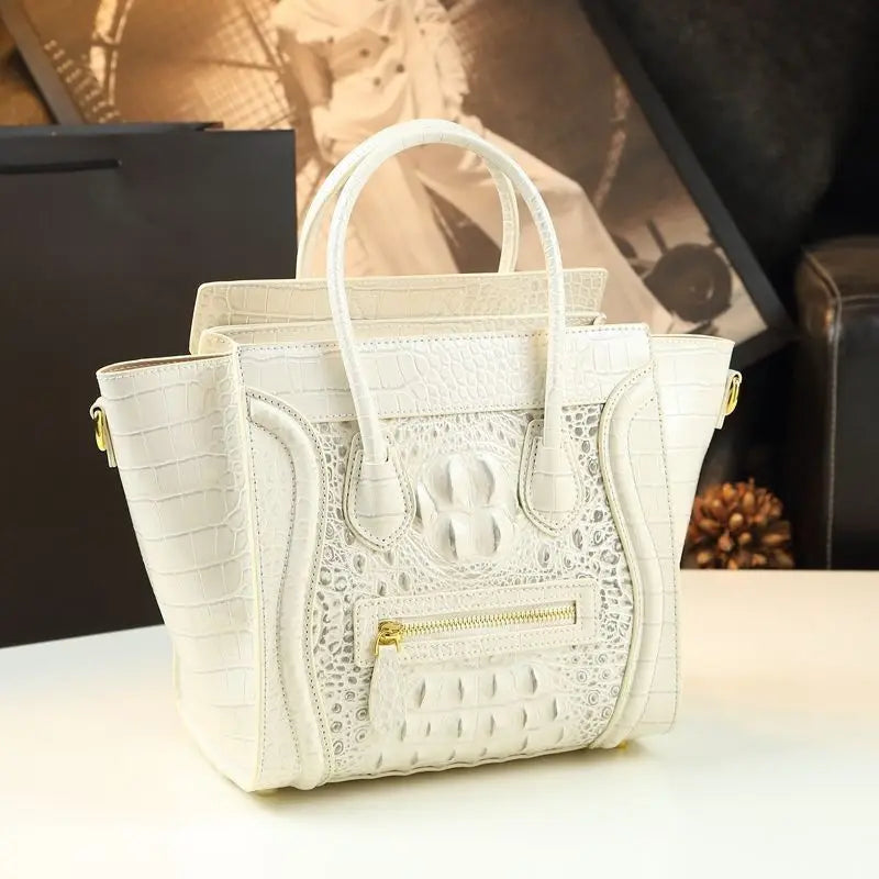 Crocodile Embossed Leather Crossbody Bag for Women