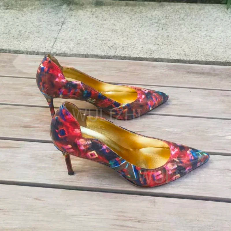 Metallic Red Pump Style Pointed Toes Sandals for Women