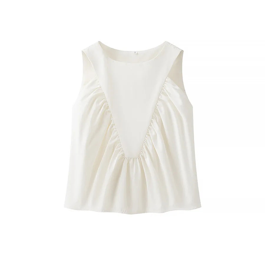 Versatile Casual Sleeveless Spliced Shirt for Women