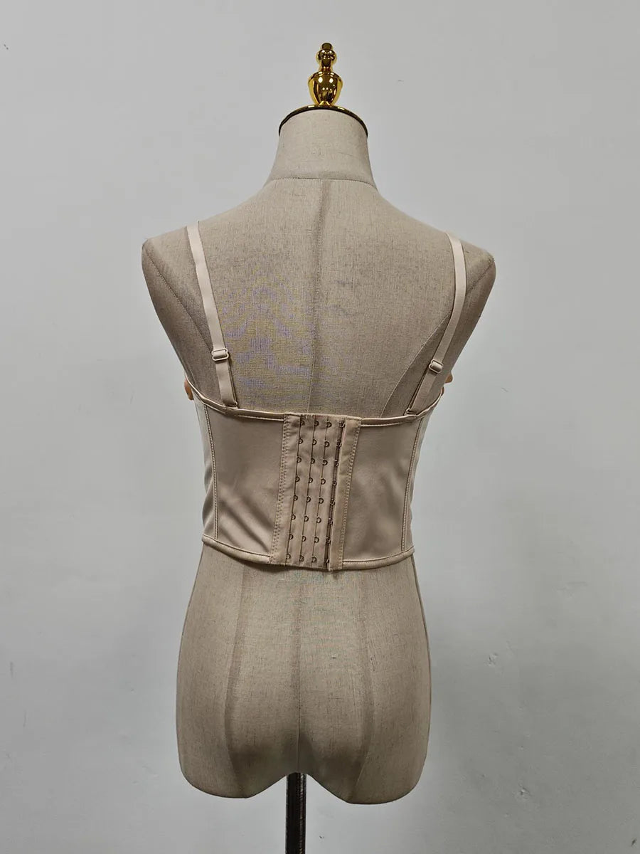 VGH Summer Spliced Appliques Vest for Owmen Square Collar Sleeveless Patchwork Single Breasted Backless Hot Girl Tank Top Female