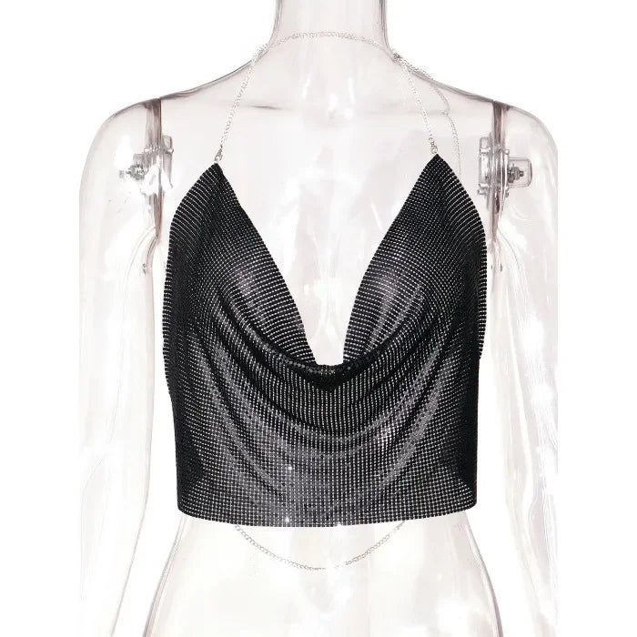 Tank Top Women Metal Sequin Camisole Party Nightclub Music Festival Sleeveless Sexy Vest for Female Streetwear 2025 Summer New