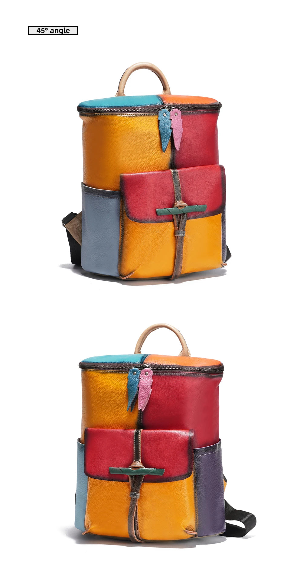 Large Capacity Soft Cow Leather Backpack for Women