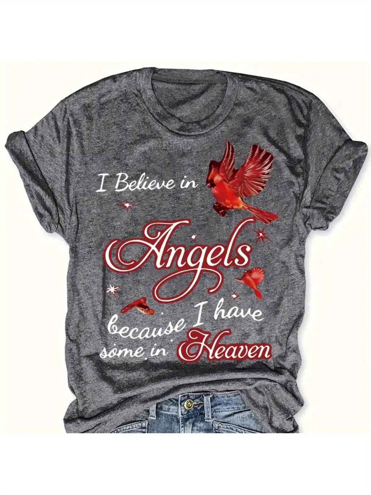 Inspirational Cardinal Memorial Graphic T Shirt for Women
