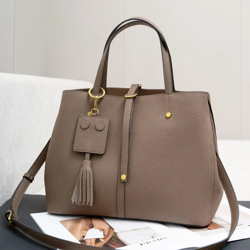 Female Soft Natural Cowhide Handbags Women Cow Genuine Leather Shoulder Bag Ladies Fashion Designer Luxury Retro Crossbody Bags