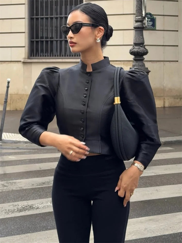 Cropped Satin Patchwork Top