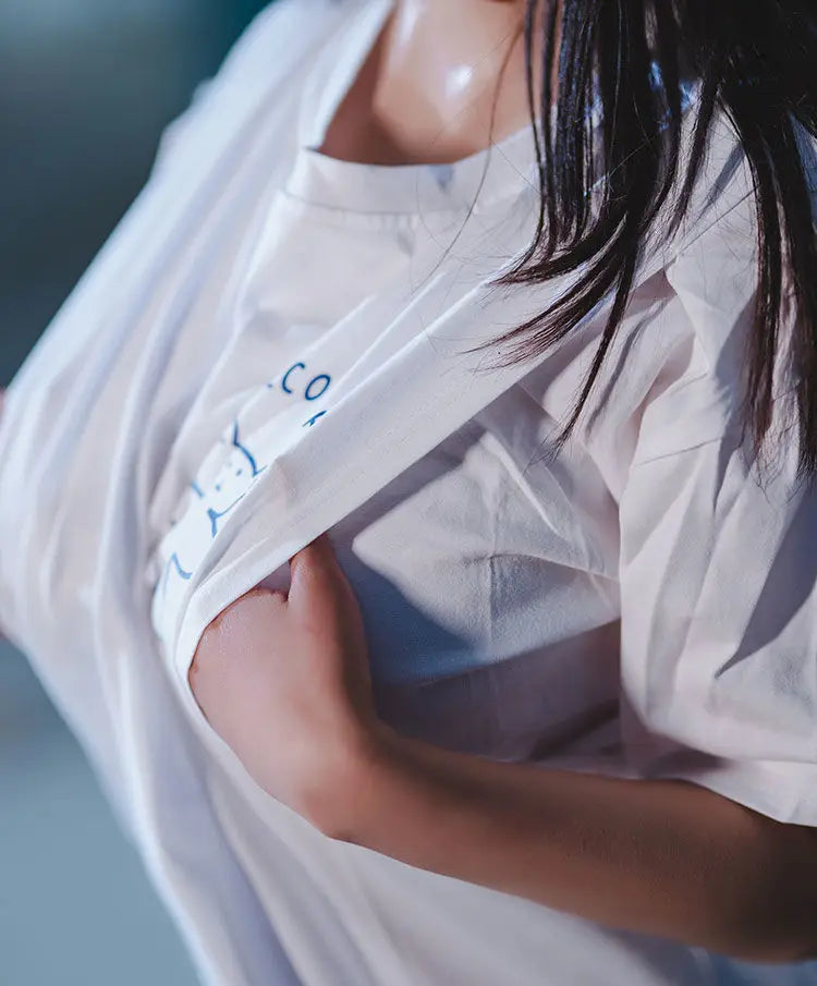 Woman Sexy Outdoor Sex T-Shirts Chest Exposed Costume Open Hole Shirt Erotic Breast Couple White Tanks Interesting Shirts