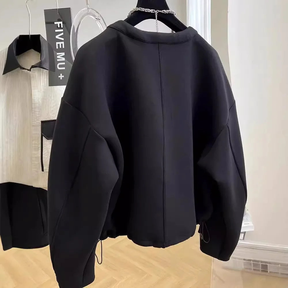 Large size loose round neck short coat women's autumn and winter new American retro casual jacket top  winter clothes women