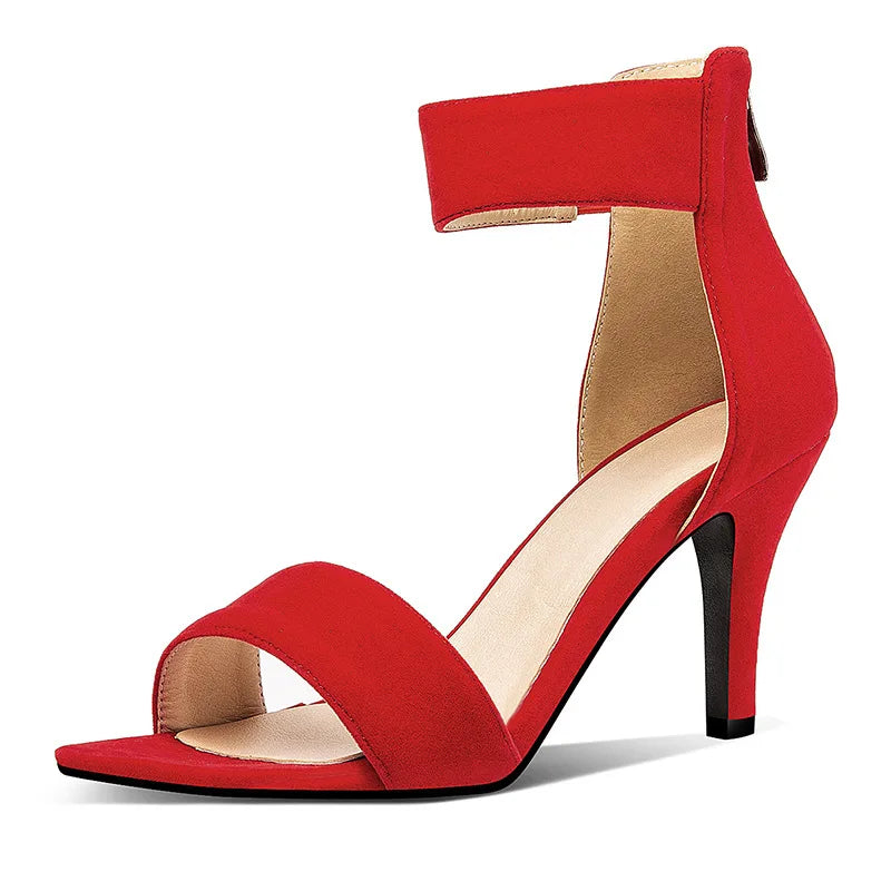 Flocked Buckle Ankle Sandals