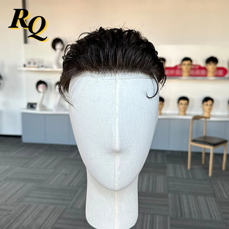 Pre Styled Human Hair Toupee For Men With Thin Skin Base