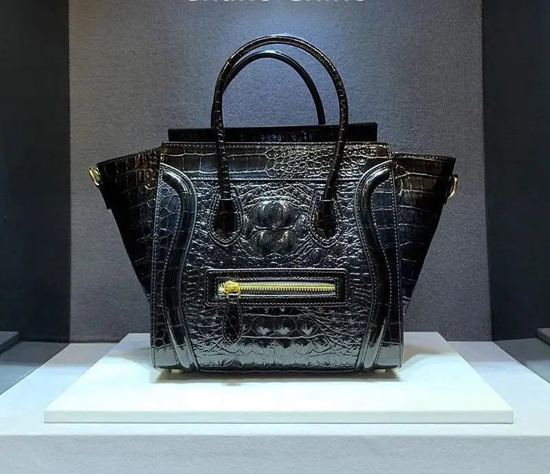 Crocodile Embossed Leather Crossbody Bag for Women