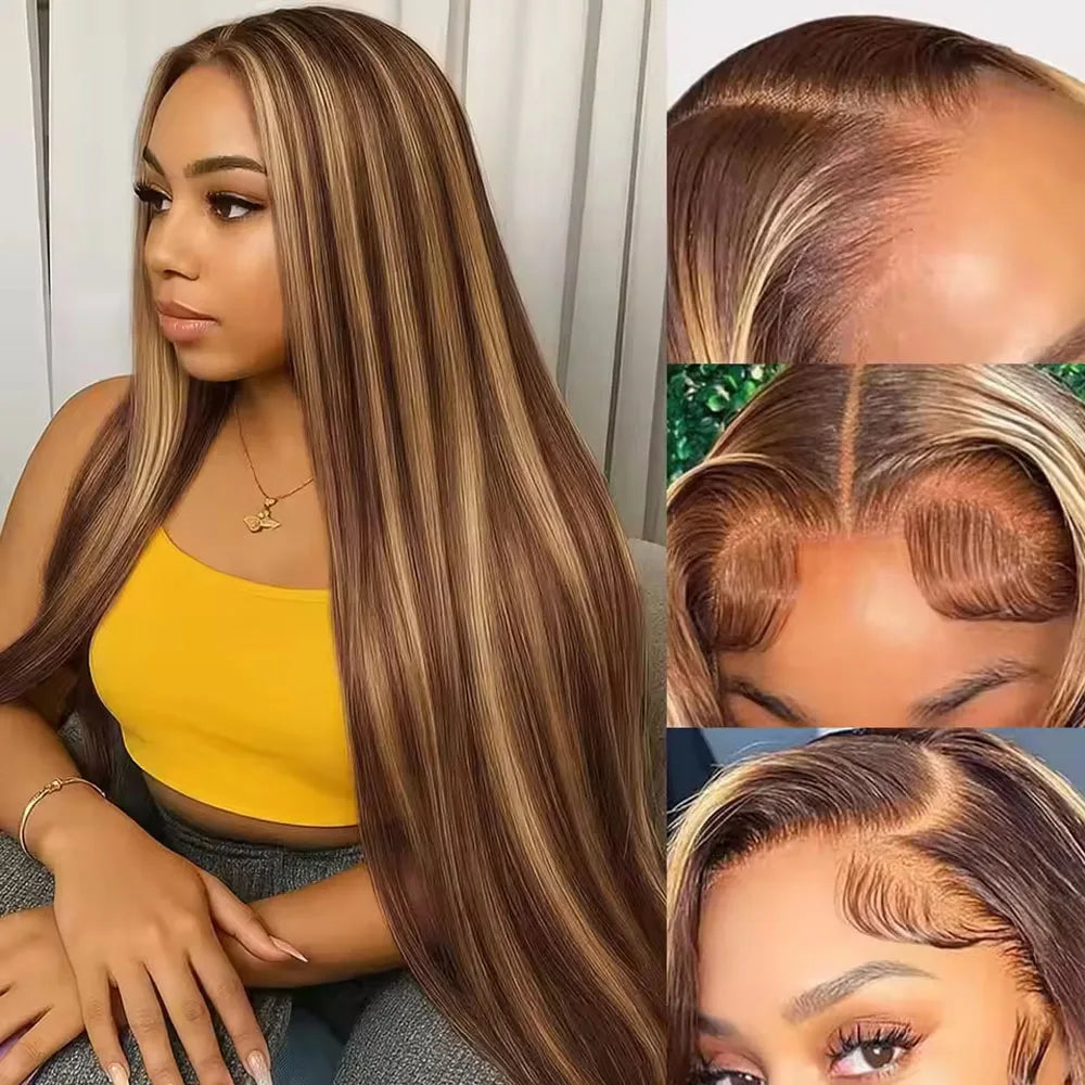 Ombre Straight Human Hair Lace Front Wig for Women