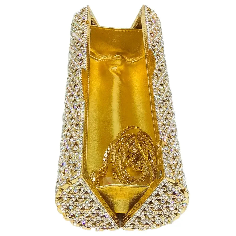 Boutique De FGG Elegant Barrel Round Women Small Evening Bags Crystal Clutch Purses Wedding Rhinestone Handbags Bridal Bags