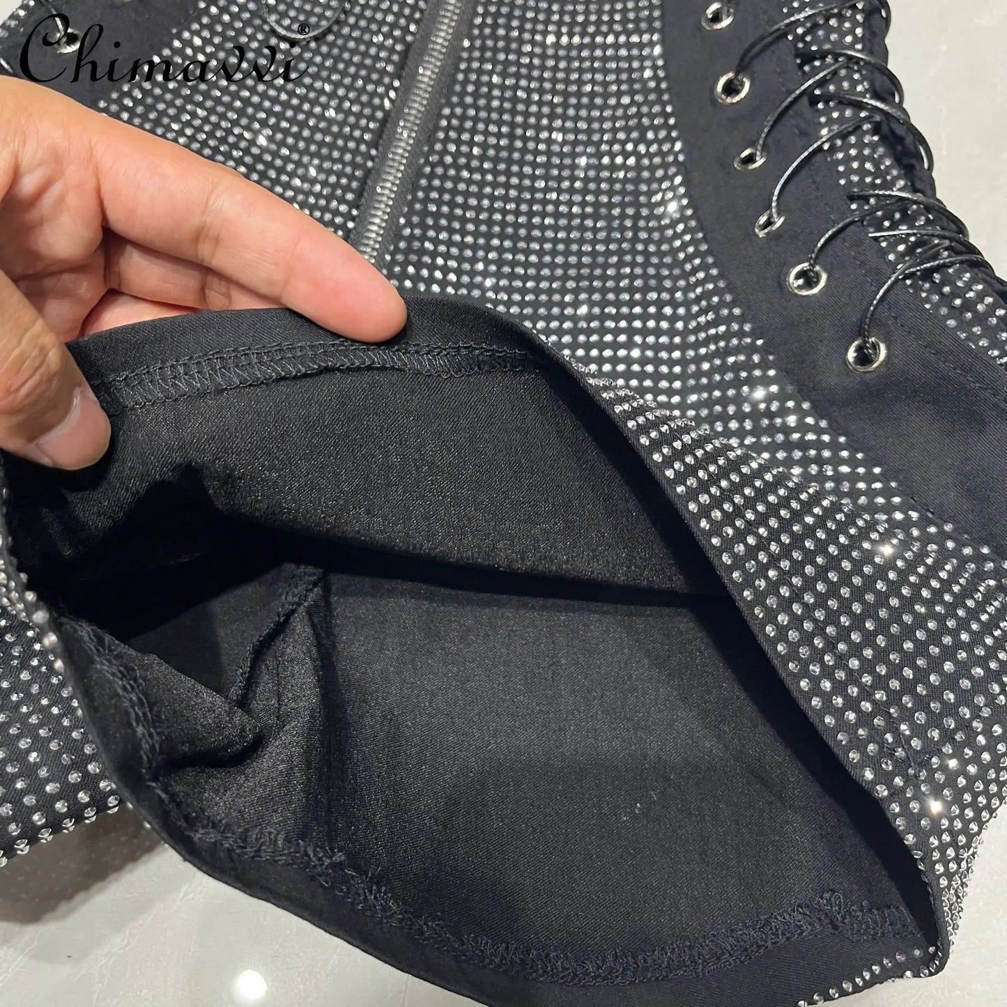 Summer New Fashion Hot Girl Design Heavy High Waistshorts Women's Tie Back Zipper Design Tight Hip Covering Nightclub Hot Pants