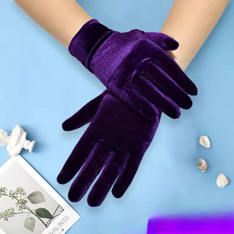 Stretch Velvet Wrist Length Gloves