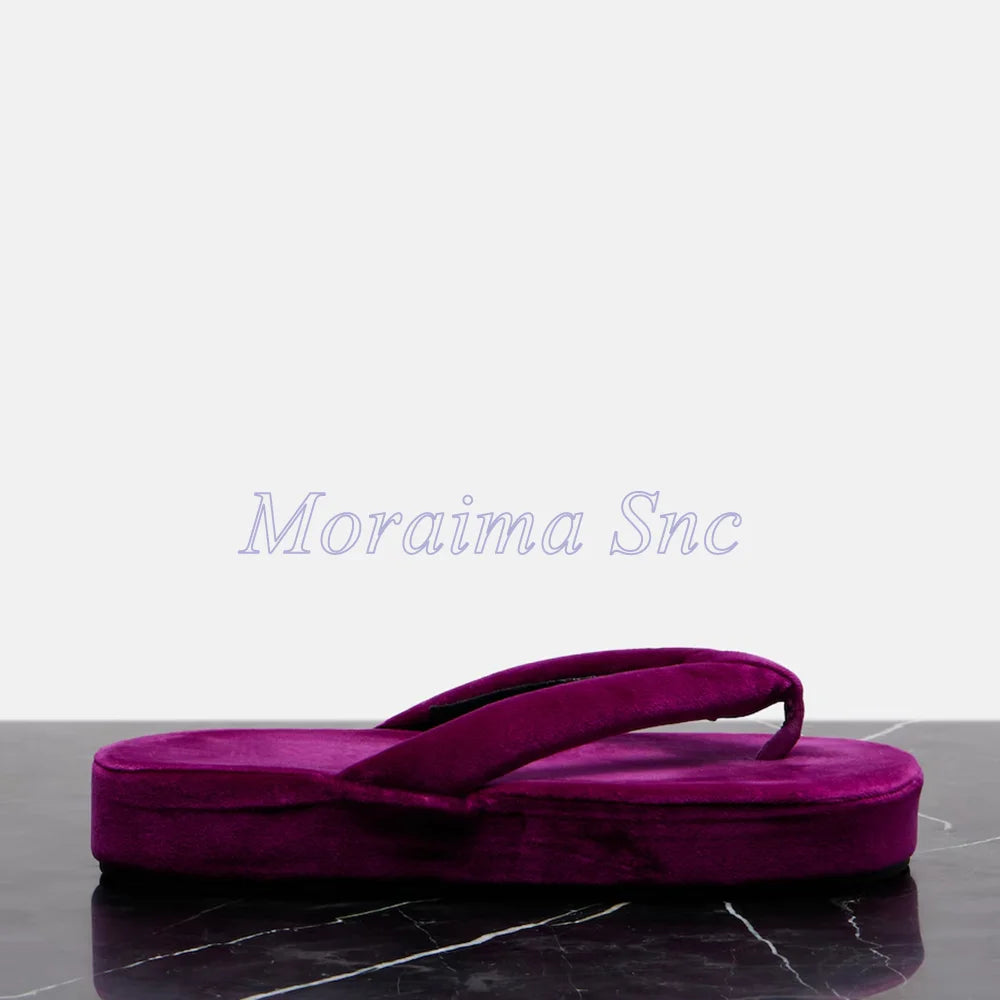Soft Thick Plush Velvet Platform Flip Flops for Women