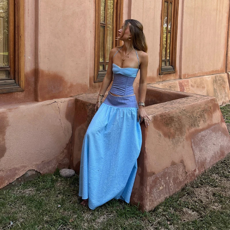 Elegant Backless Sleeveless Two Piece Set For Women