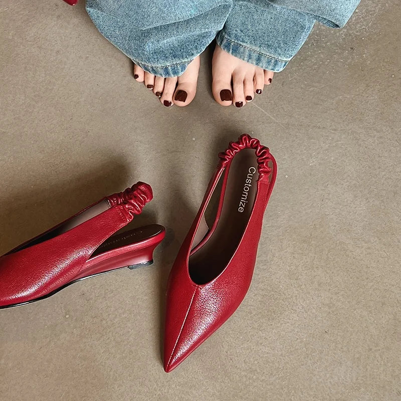 Elegant Handmade Real Leather Slingback Sandals for Women