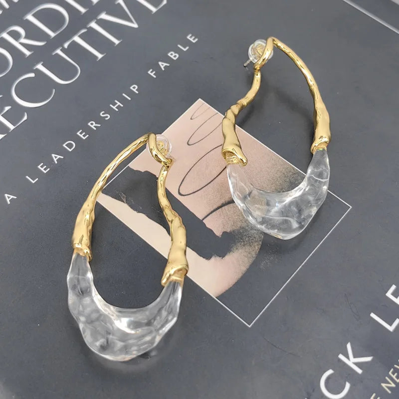 Stylish Geometric Two Tone Copper Stud Earrings for Women