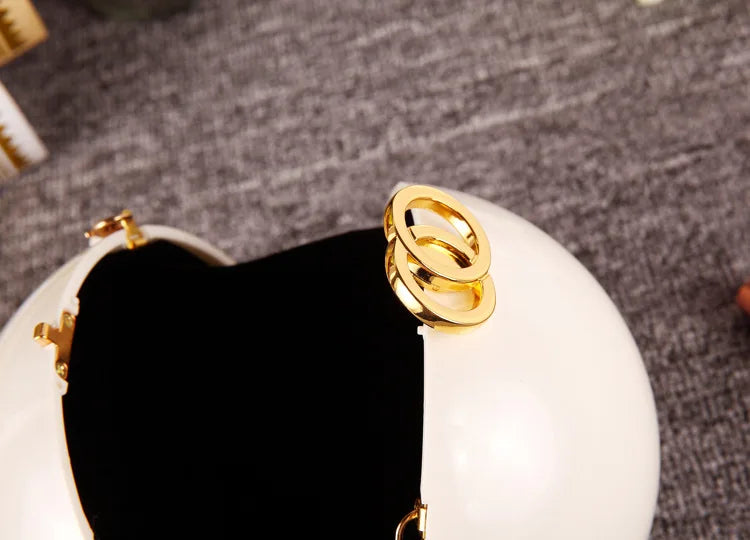 Pearl Embellished Round Acrylic Clutch Bag for Women