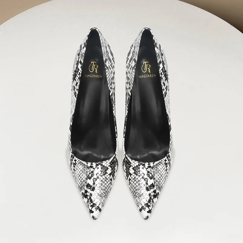 Snake Print Pointed Toe High Heel Stiletto Pumps for Women