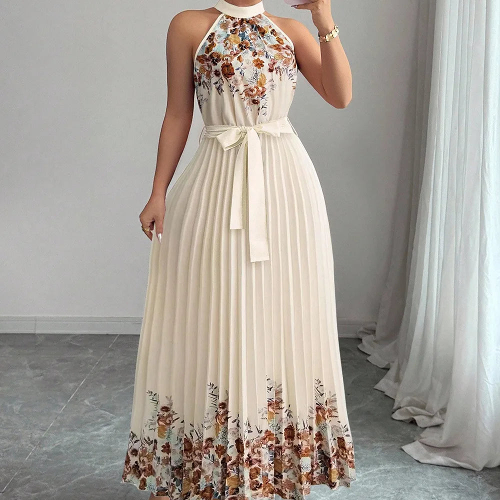 Chic Lightweight Halter Neck Lace Up Maxi Dress for Women