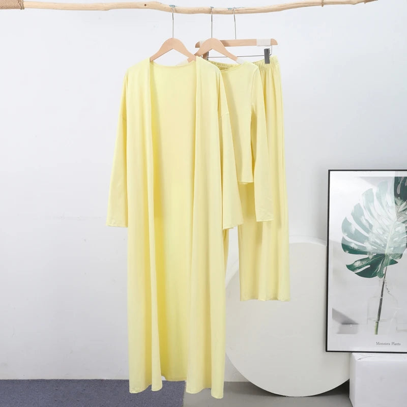 Casual Three Piece Shirt, Coat And Wide Leg Pants Set for Women