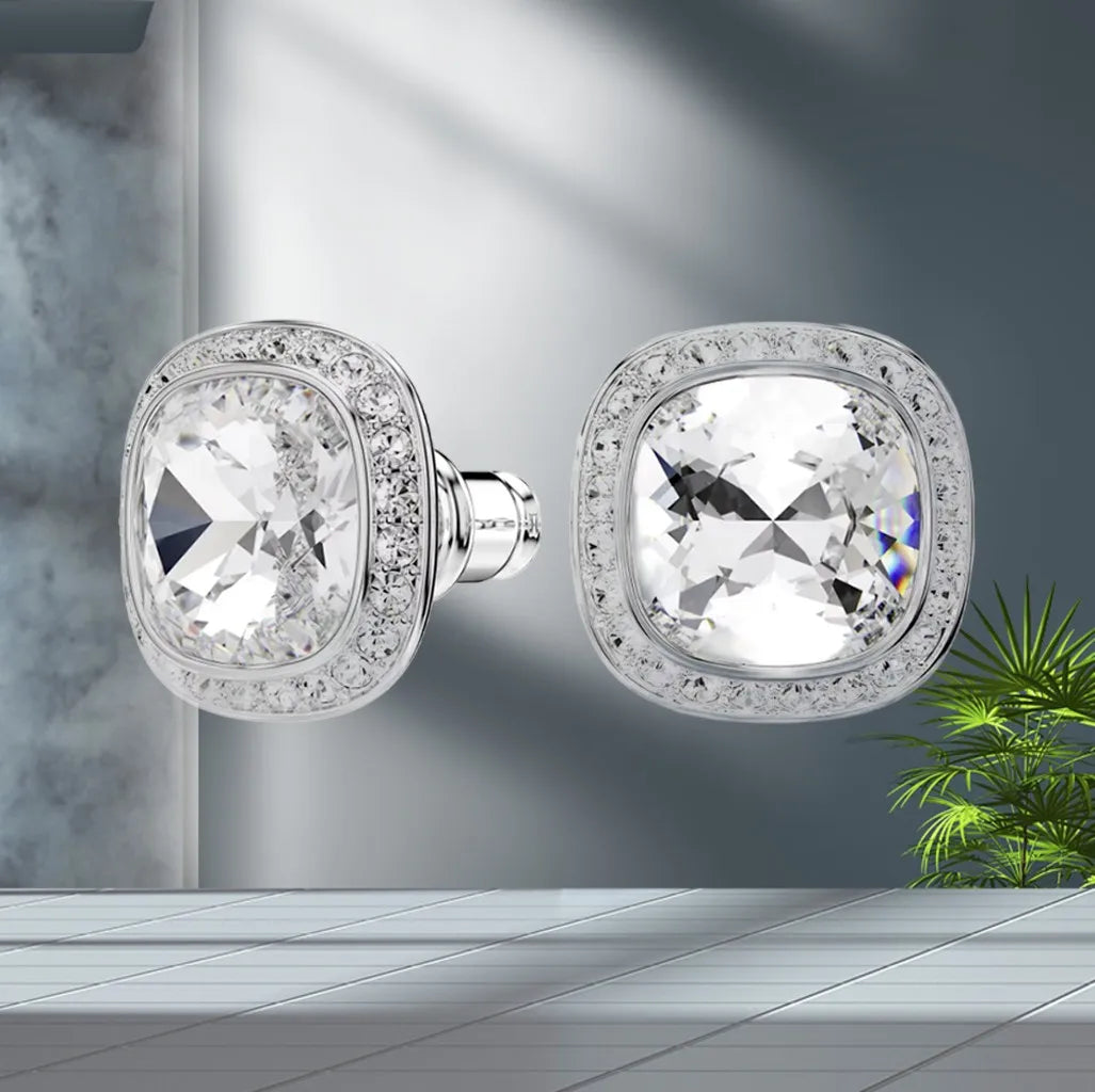 Elegant Silver Crystal Necklace And Earring Set for Women