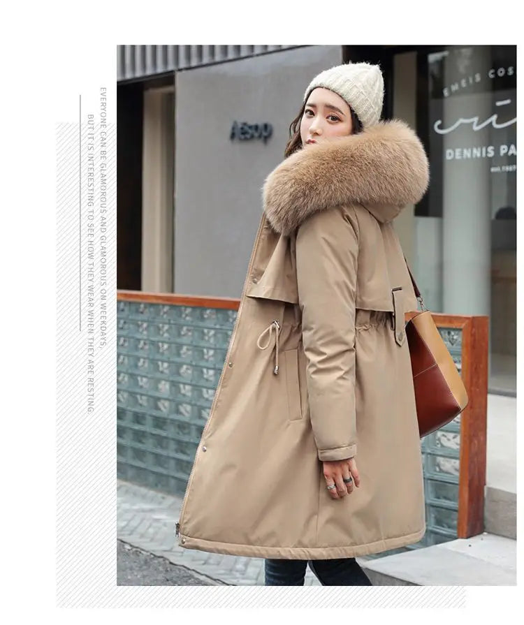 2025 New Parkas Women's Long Coat Winter Jacket Overcoming Plush Cotton Jacket