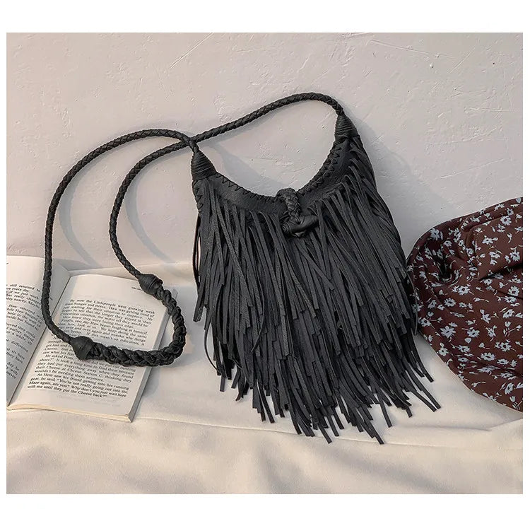 Double-Sided Tassel Design Crossbody Bag for Women