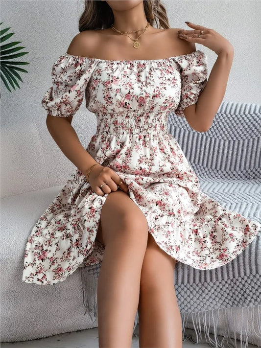 Floral Square Neck Swing Dress