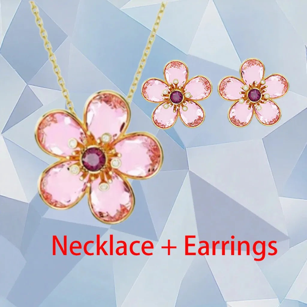 Gold Plated Zirconia Crystal Pendant Set for Women