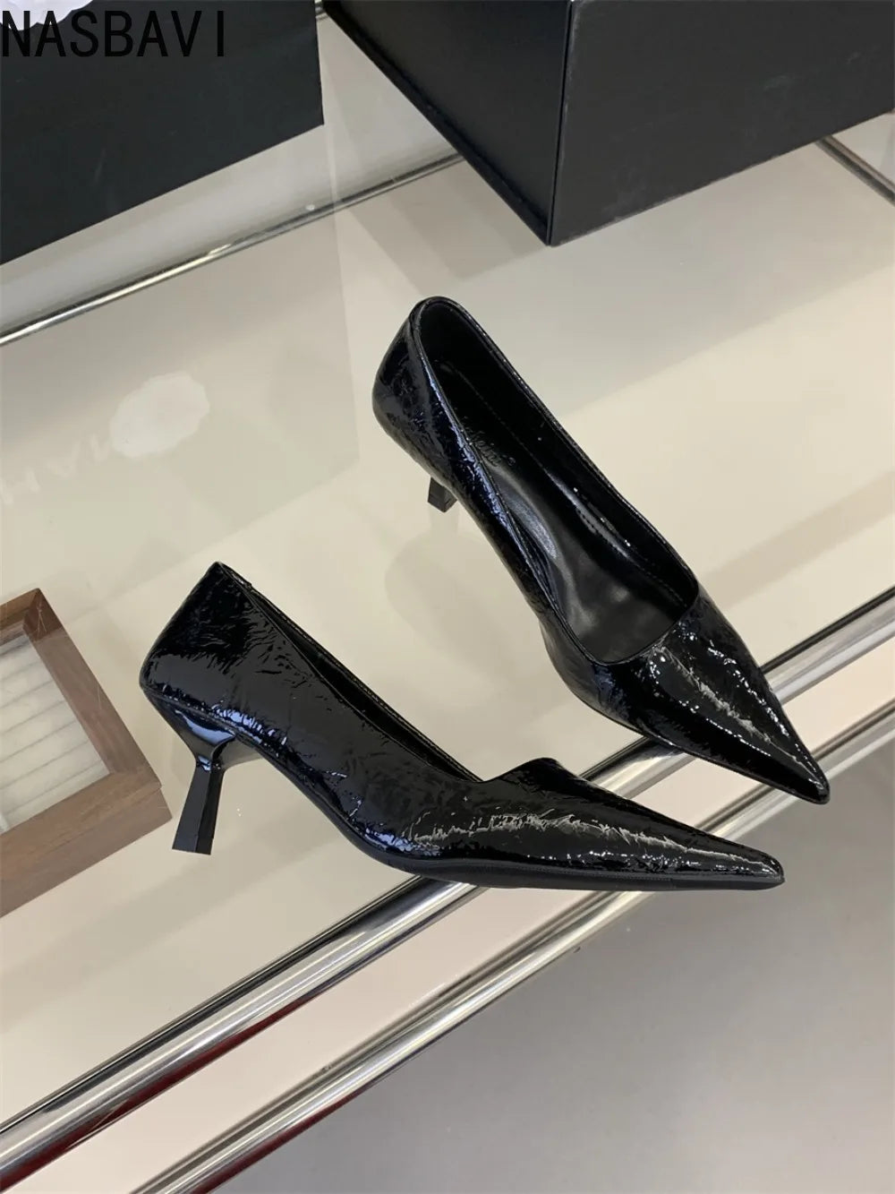 Elegant Slim Pointed Toe Slip On Pumps