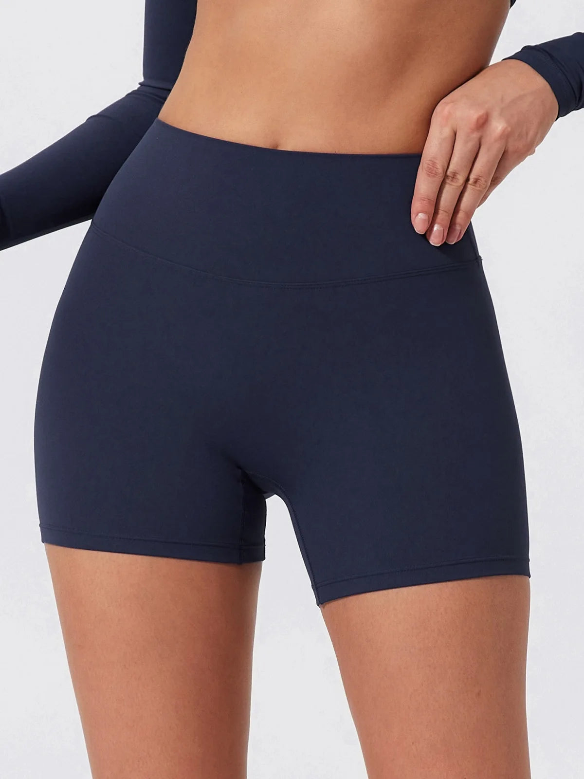 Sporty Solid U-Neck Crop Top and Shorts Two-Piece Set for Women