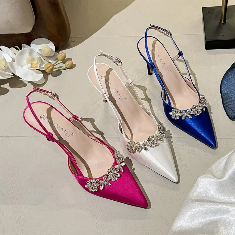Crystal Buckle Pointed Pumps