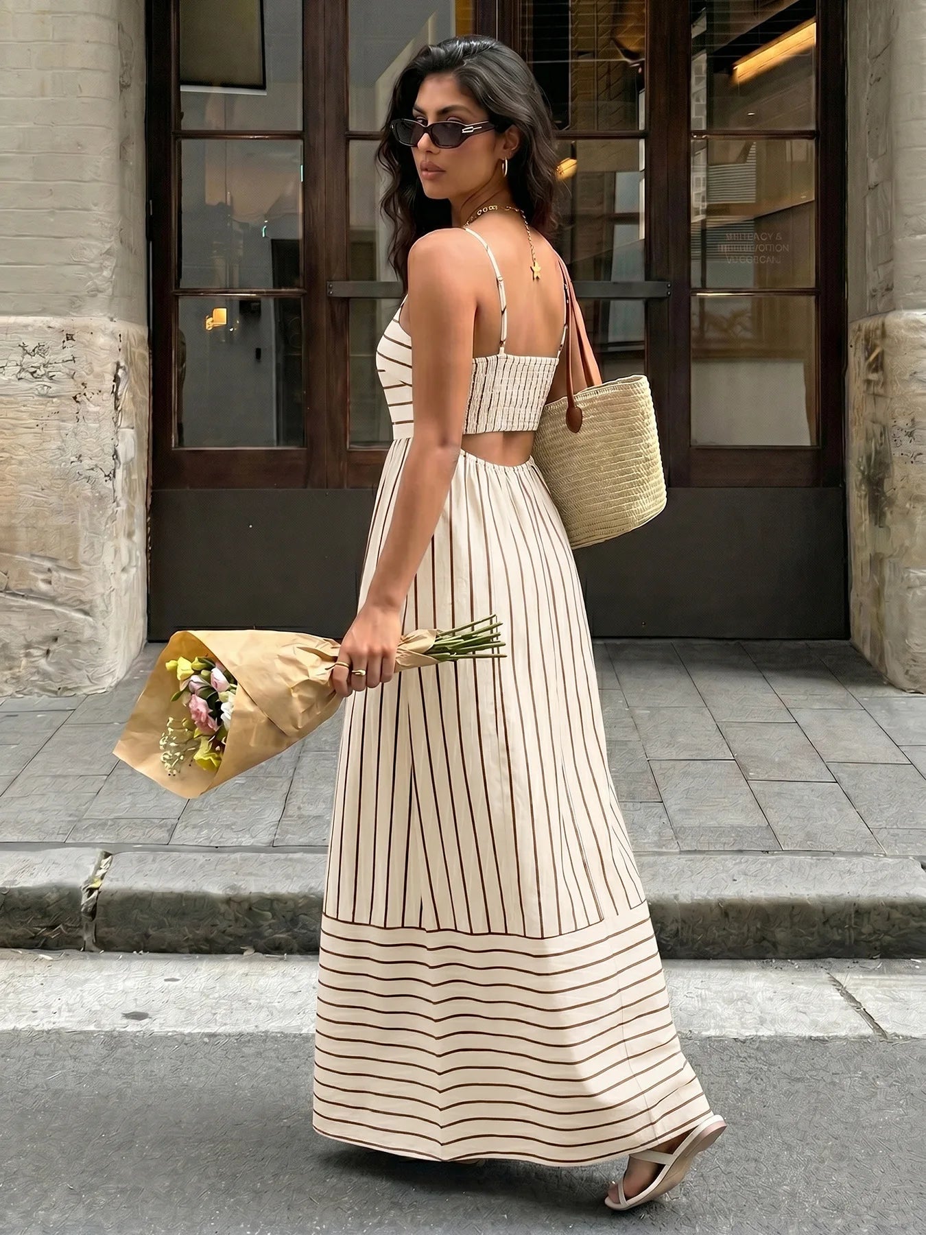 Elegant Backless Square Collar Maxi Dress for Women