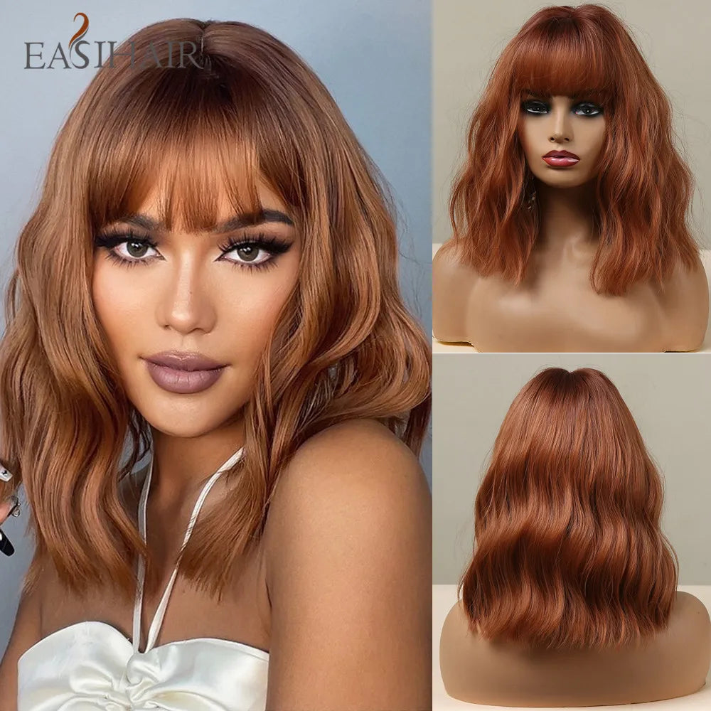 Light Blonde Bob Wig With Bangs for Women Heat Resistant