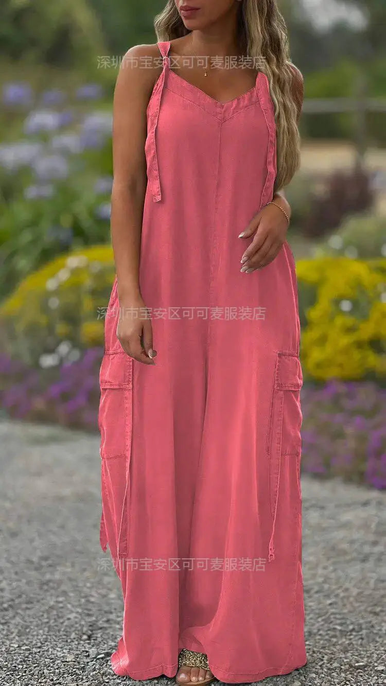 Jumpsuits Women One Piece Sleeveless Overalls Wide Leg Long Pants Casual Loose Rompers Y2k Streetwear Jumpsuit Summer 2025