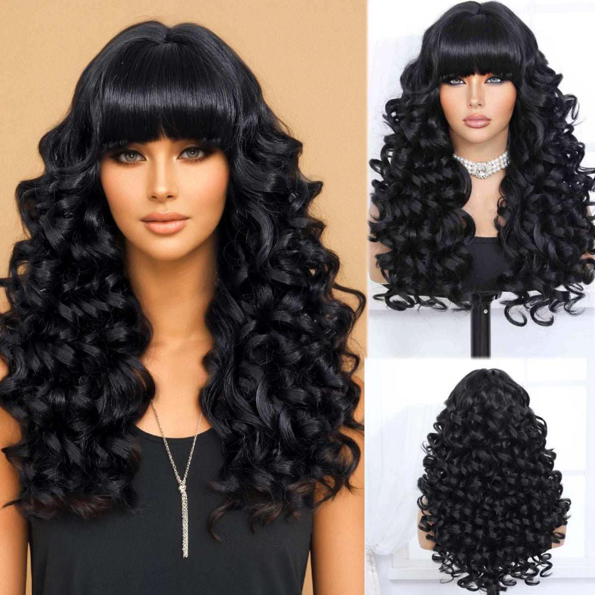 Pre Plucked Long Water Wave Lace Front Synthetic Wig For Women