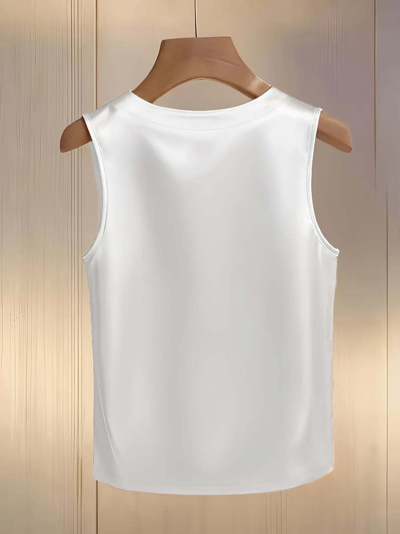 Loose Satin Beaded Pearl Decor Sleeveless Tank Top for Women