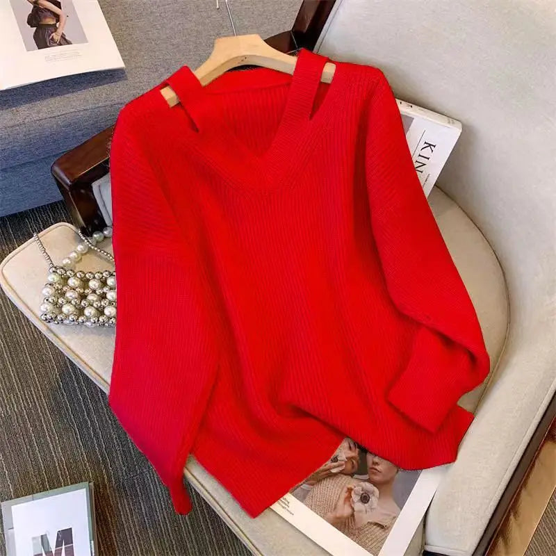 Soft V-Neck Knit Sweater