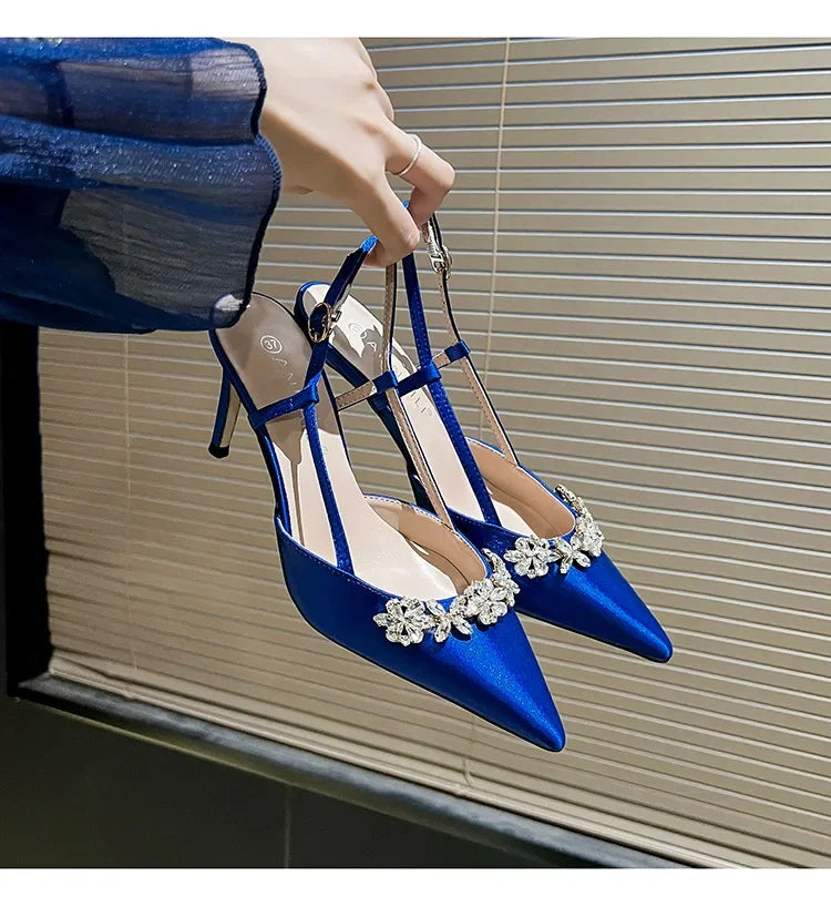 Crystal Buckle Pointed Pumps